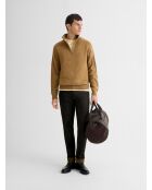 Maglione con collo trucker in misto lana nocciola