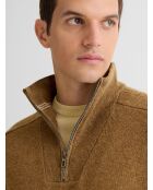 Maglione con collo trucker in misto lana nocciola