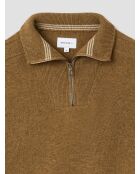 Maglione con collo trucker in misto lana nocciola