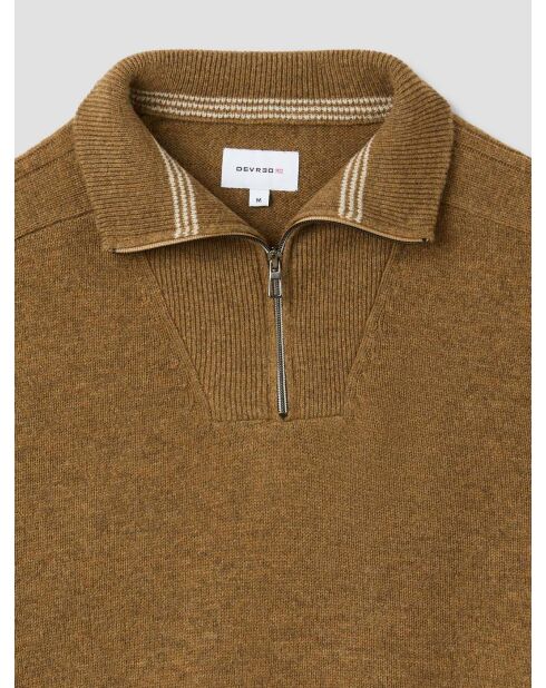 Maglione con collo trucker in misto lana nocciola
