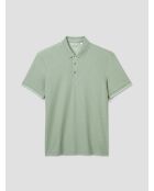 Polo boutonné gauffré vert amande