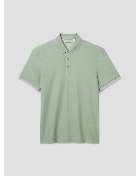 Polo boutonné gauffré vert amande