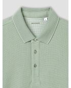 Polo boutonné gauffré vert amande