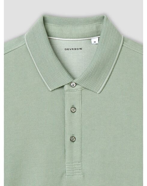 Polo boutonné gauffré vert amande
