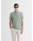 Polo boutonné gauffré vert amande