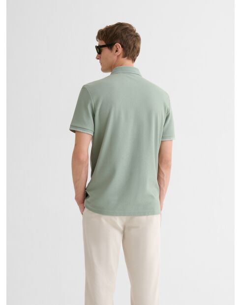 Polo boutonné gauffré vert amande