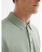 Polo boutonné gauffré vert amande