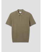 Polo col boutonné jeux de points vert kaki clair