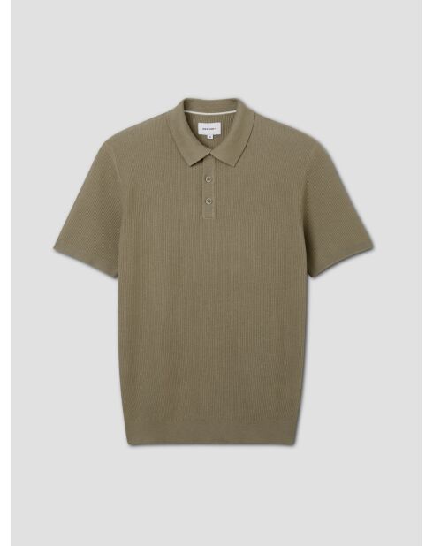 Polo col boutonné jeux de points vert kaki clair