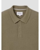 Polo col boutonné jeux de points vert kaki clair