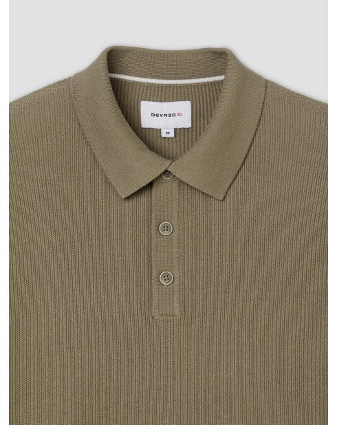 Polo col boutonné jeux de points vert kaki clair
