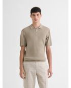 Polo col boutonné jeux de points vert kaki clair