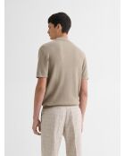 Polo col boutonné jeux de points vert kaki clair