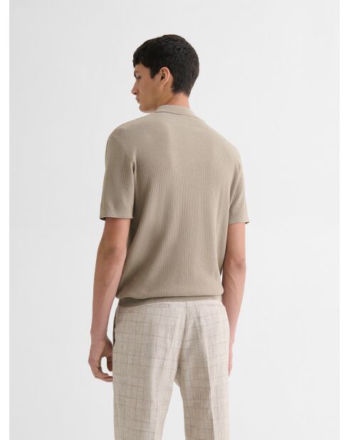 Polo col boutonné jeux de points vert kaki clair