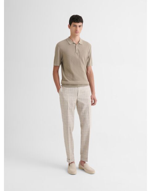 Polo col boutonné jeux de points vert kaki clair