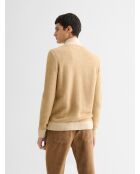 Cardigan col montant bicolore beige officier