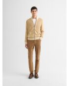 Cardigan col montant bicolore beige officier