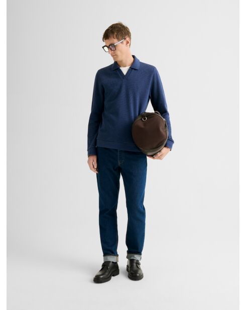 Polo col ouvert chiné bleu gitane