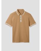 Polo boutonné en coton camel