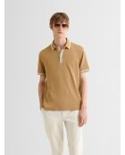 Polo boutonné en coton camel