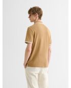 Polo boutonné en coton camel