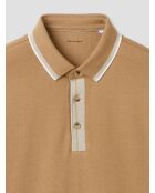 Polo boutonné en coton camel