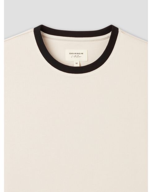 T-shirt col rond contrasté L'atelier écru