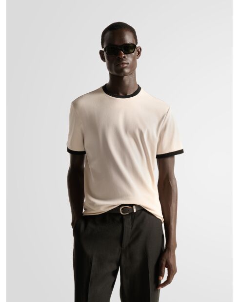 T-shirt col rond contrasté L'atelier écru