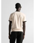 L'Atelier ecru T-shirt met contrasterende ronde hals