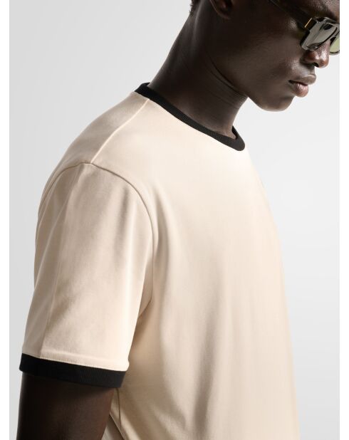 T-shirt col rond contrasté L'atelier écru