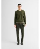 Pull col rond en maille torsadée vert olive
