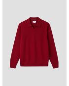 Pull col ouvert en laine et cachemire rouge