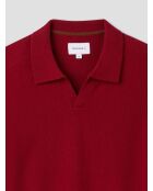 Pull col ouvert en laine et cachemire rouge