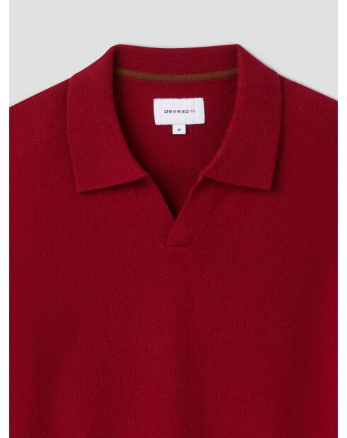 Pull col ouvert en laine et cachemire rouge