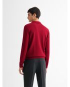 Pull col ouvert en laine et cachemire rouge