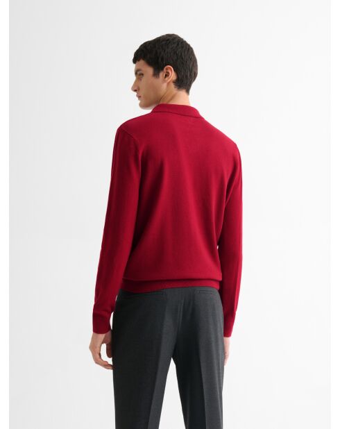 Pull col ouvert en laine et cachemire rouge