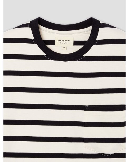 T-shirt col rond marinière L'atelier écru