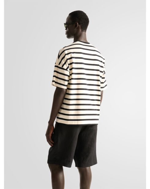 T-shirt col rond marinière L'atelier écru