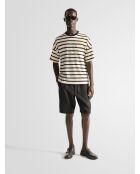 T-shirt col rond marinière L'atelier écru