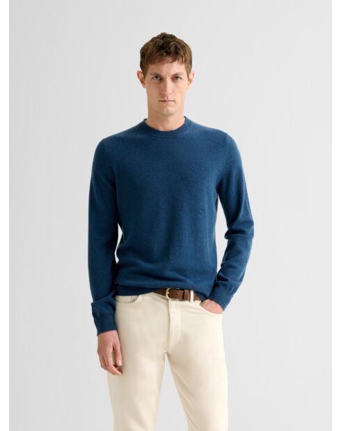 Maglione girocollo in cashmere blu cobalto