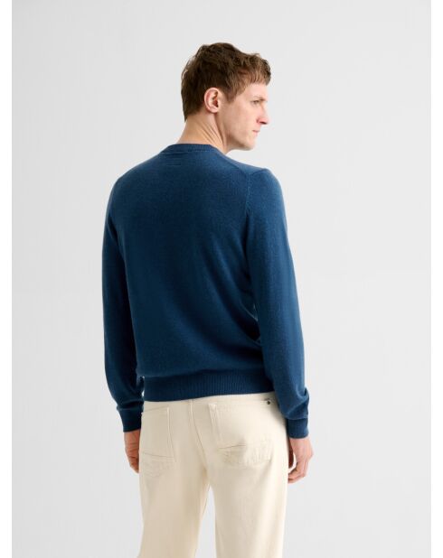 Maglione girocollo in cashmere blu cobalto