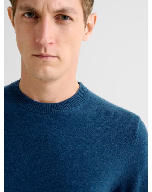 Maglione girocollo in cashmere blu cobalto