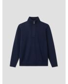 Pullover con collo a imbuto in lana e cashmere blu marino