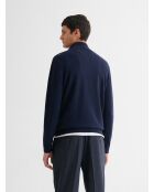 Pullover con collo a imbuto in lana e cashmere blu marino