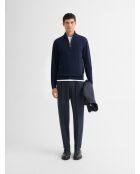 Pullover con collo a imbuto in lana e cashmere blu marino