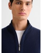 Pullover con collo a imbuto in lana e cashmere blu marino
