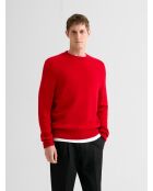 Pull col rond en laine mélangée vermillon
