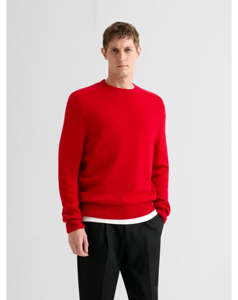 Pull col rond en laine mélangée vermillon