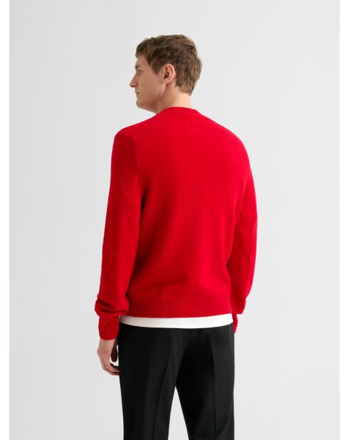 Pull col rond en laine mélangée vermillon
