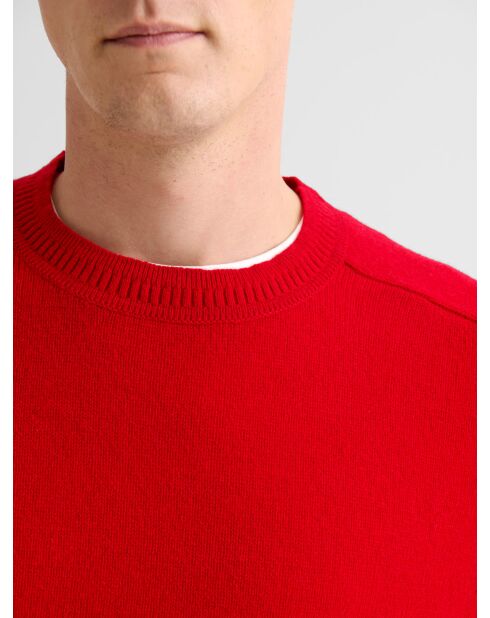 Pull col rond en laine mélangée vermillon